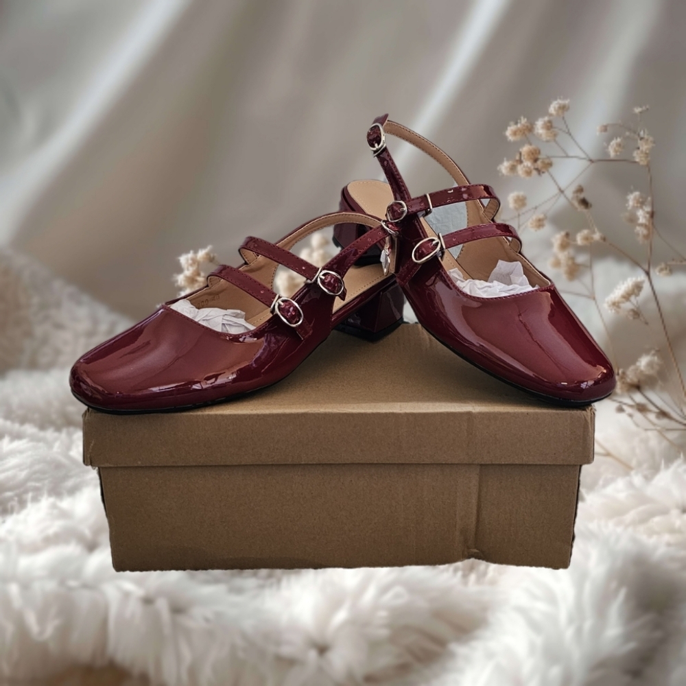 SOLD.  Red Wine Mary Janes, 8.5